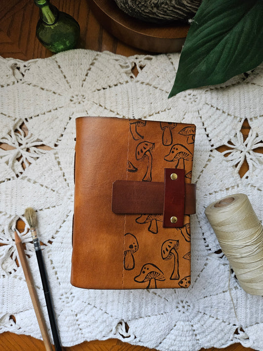 Mushroom Mixed Media Leather Journal