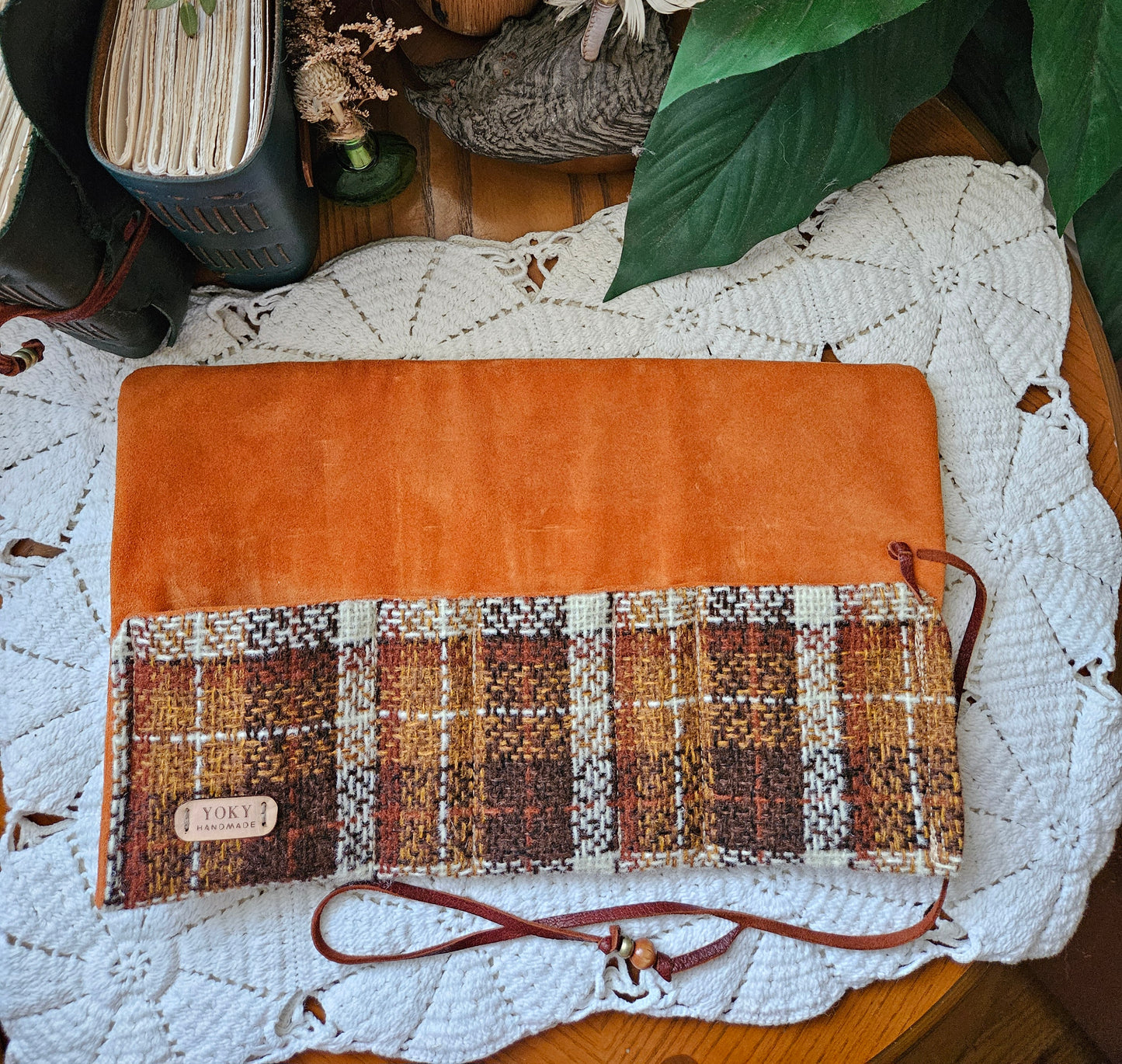 Vintage Fabric & Leather Suede Multi Tool Wrap