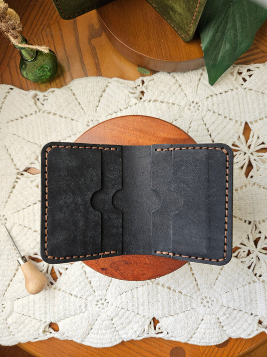 Minimal Black Leather Bi-Fold Wallet