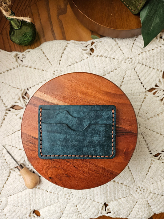 Teal Blue Minimal Leather Cardholder